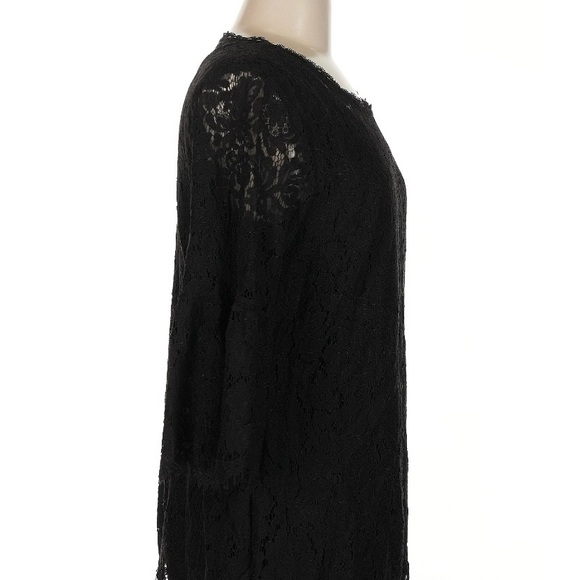 Isaac Mizrahi Black Lace Bell Sleeve Top -Perfect for Any Occasion - Picture 3 of 10